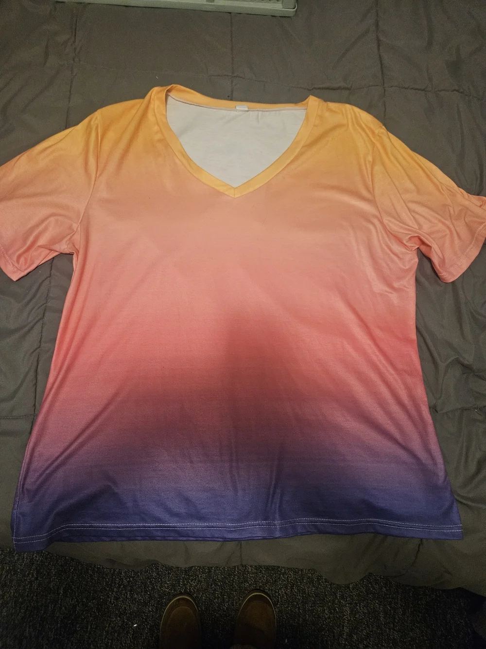 Women's Ombre Crew Neck T-Shirt - Orange to Purple